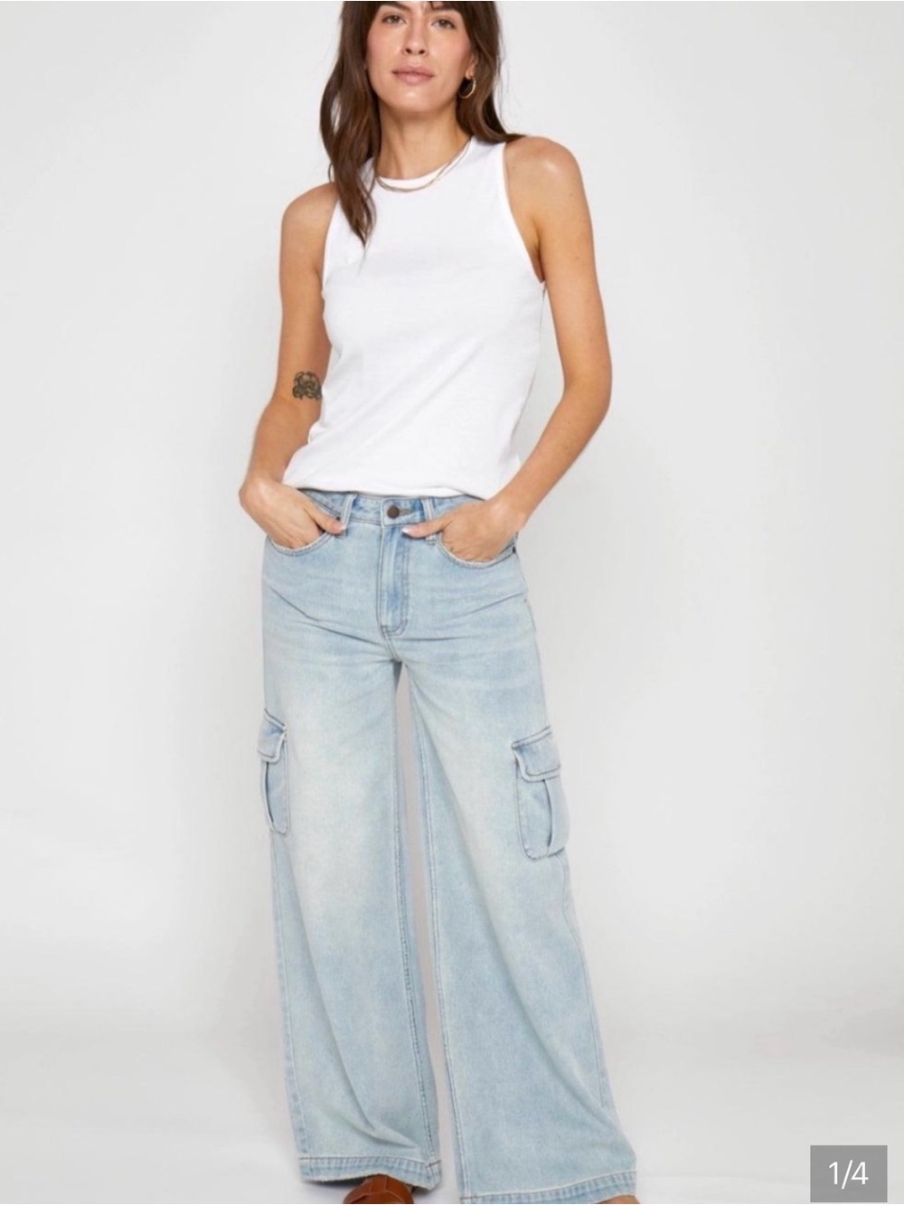 Oliver Logan Women's Casual Light Blue Wide Leg Jeans